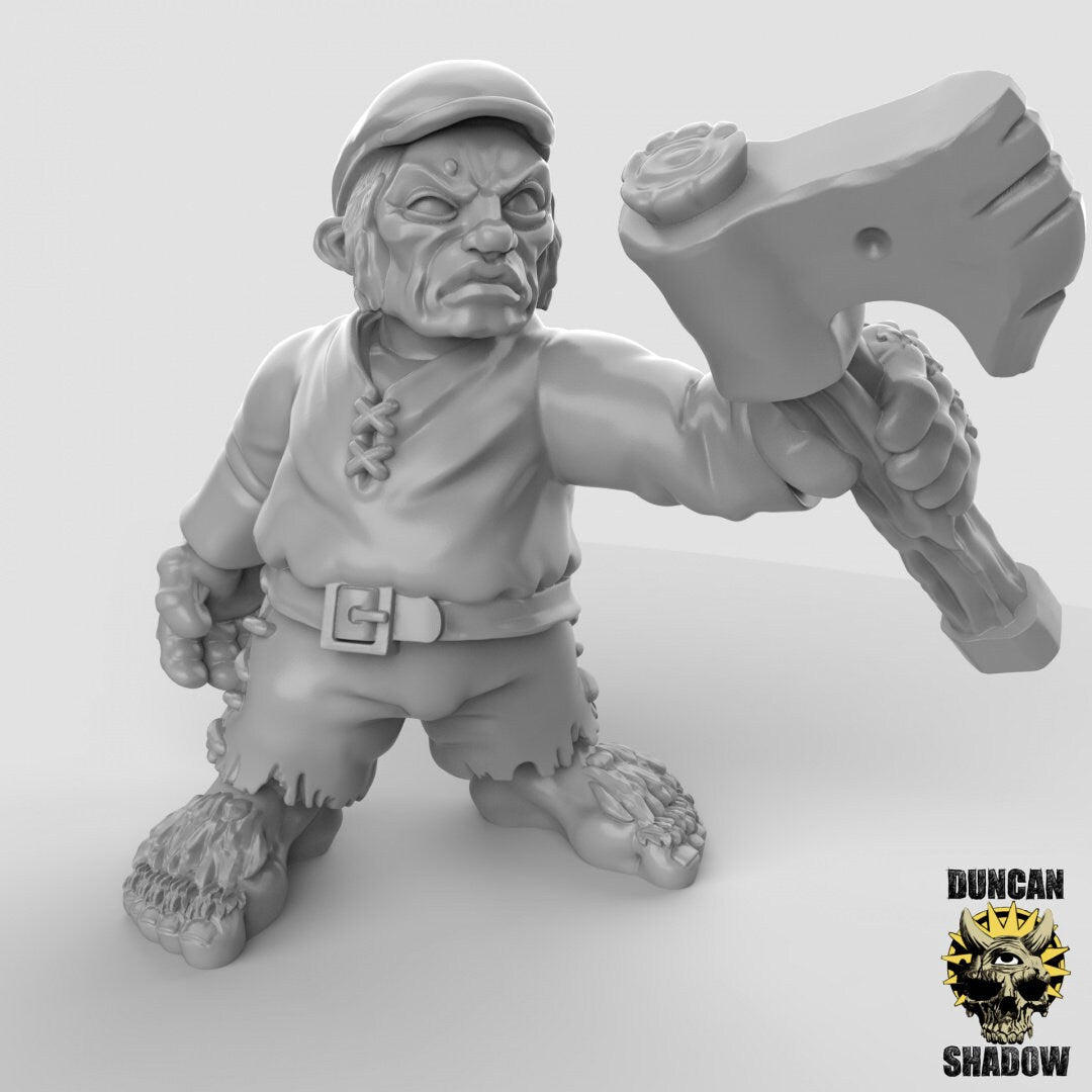 Halfling Rabble with Axes Miniature - C - 32mm
