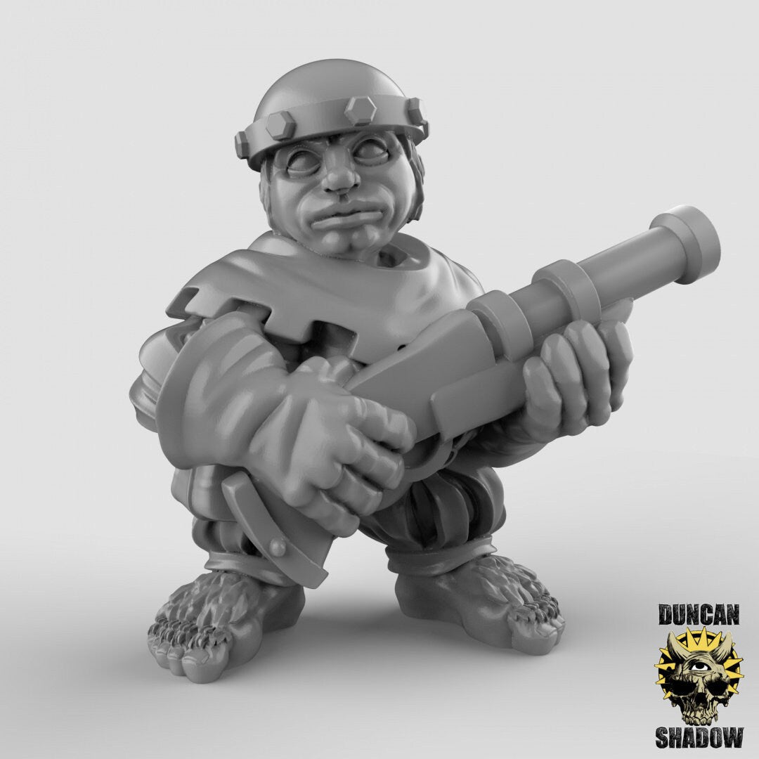 Halfling with Rifle Miniature | B - Tabletop RPG & D&D miniature. Perfect for wargaming & collectors