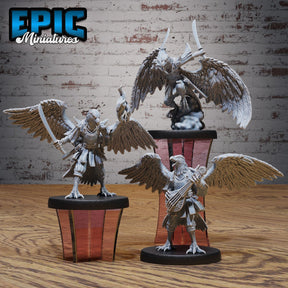 Hawk Folk Miniature | Set of 3 - Tabletop RPG & D&D miniature. Perfect for wargaming & collectors