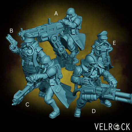Heavy Gun Miniature | Set of 5 - Tabletop RPG & D&D miniature. Perfect for wargaming & collectors