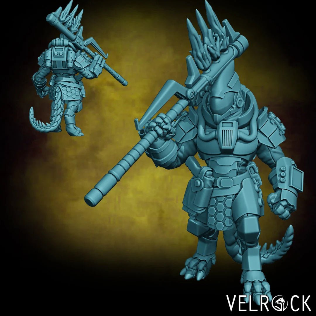 Heavy Lizardmen Miniature | E - Tabletop RPG & D&D miniature. Perfect for wargaming & collectors