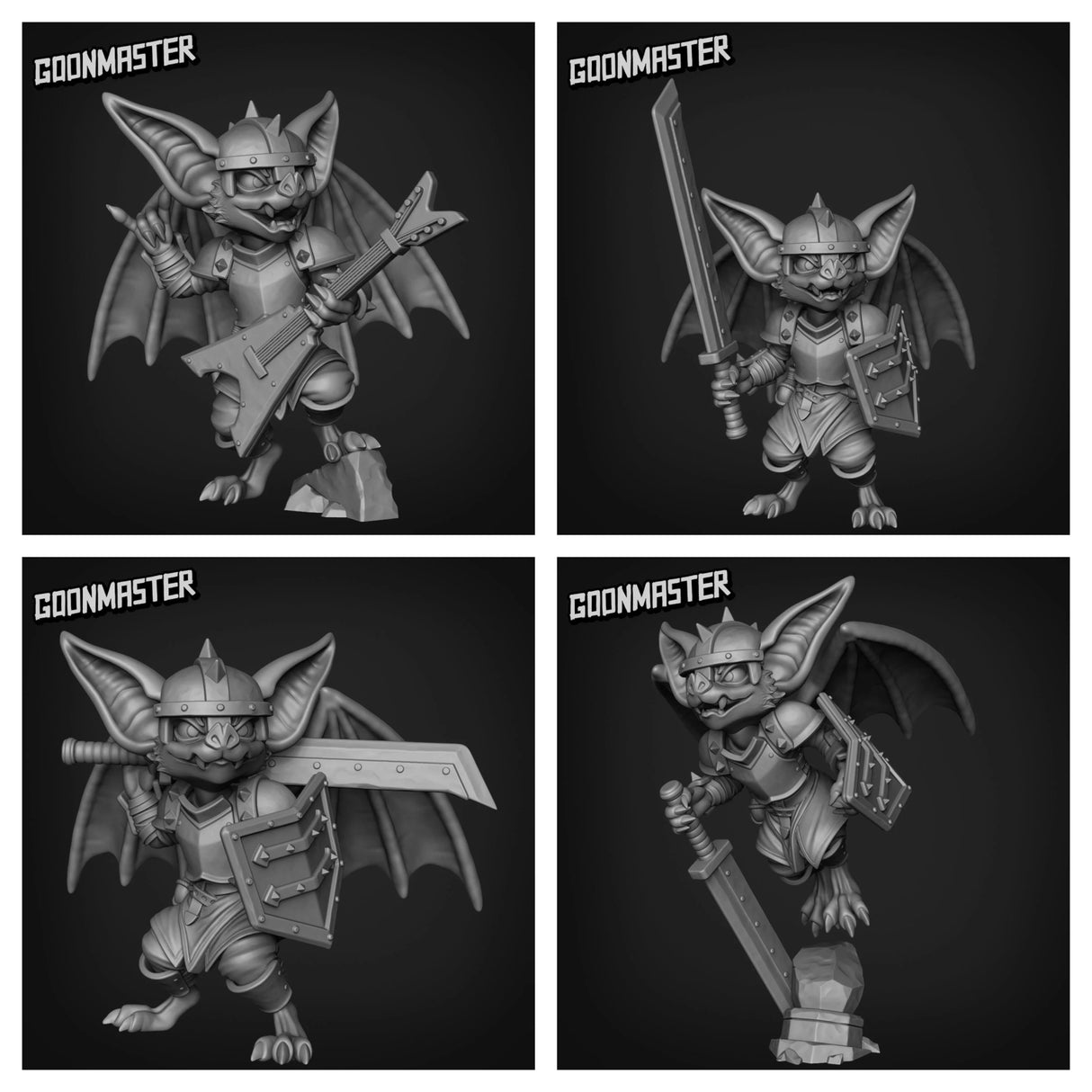 Heavy Metal Bat Miniature | set of 4 - Tabletop RPG & D&D miniature. Perfect for wargaming & collectors