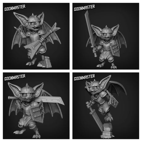 Heavy Metal Bat Miniature | set of 4 - Tabletop RPG & D&D miniature. Perfect for wargaming & collectors