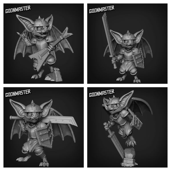 Heavy Metal Bat Miniature | set of 4 - Tabletop RPG & D&D miniature. Perfect for wargaming & collectors