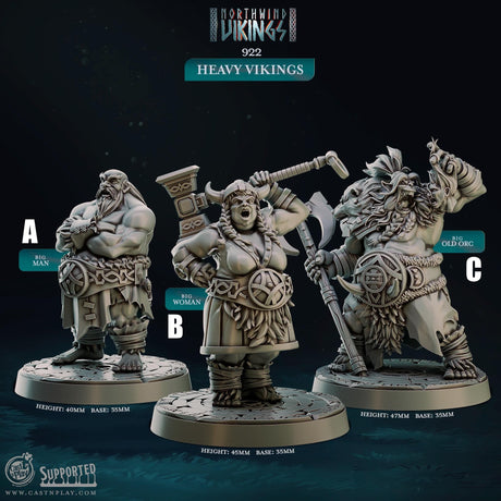 Heavy Vikings Miniature | A - Tabletop RPG & D&D miniature. Perfect for wargaming & collectors