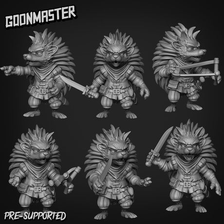 Hedgehog Bandit Miniature | set of 6 - Tabletop RPG & D&D miniature. Perfect for wargaming & collectors