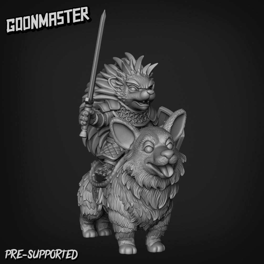 Hedgehog Corgi Rider Miniature - A - 32mm