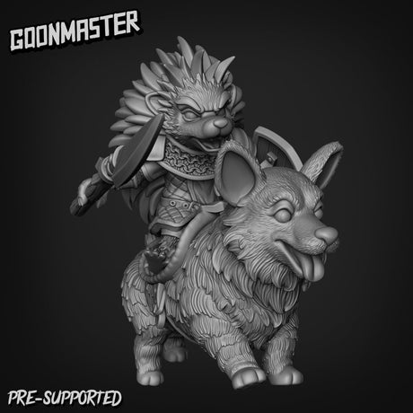 Hedgehog Corgi Rider Miniature | B - Tabletop RPG & D&D miniature. Perfect for wargaming & collectors