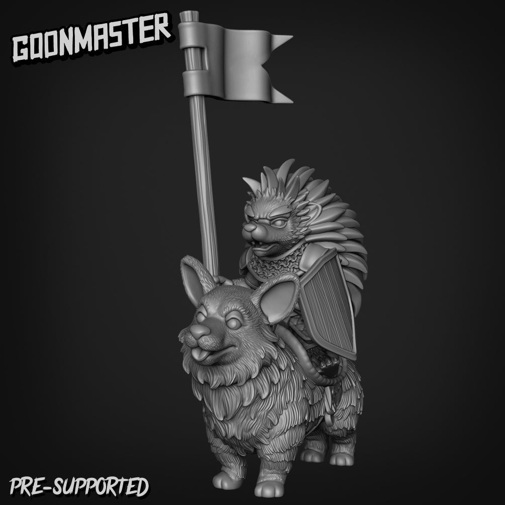 Hedgehog Corgi Rider Miniature | D - Tabletop RPG & D&D miniature. Perfect for wargaming & collectors