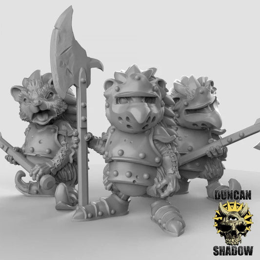 Hedgehog Knight Miniature - Set of 3 - 32mm
