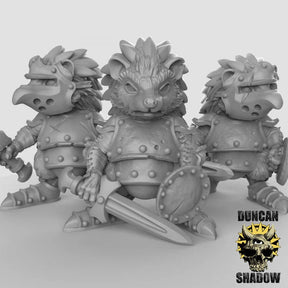 Hedgehog Warriors Miniature | Set of 3 - Tabletop RPG & D&D miniature. Perfect for wargaming & collectors