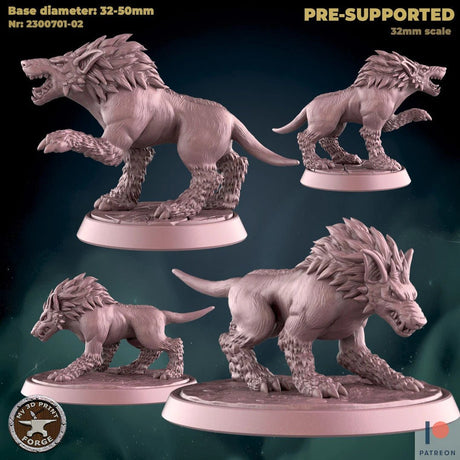 Hellhound Miniature | Set of 2 - Tabletop RPG & D&D miniature. Perfect for wargaming & collectors