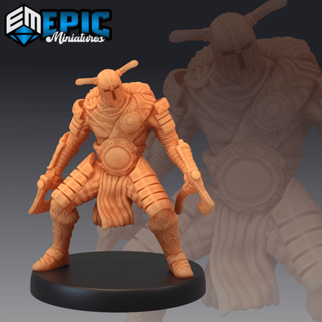 Helmed Barbarian Miniature | A - Tabletop RPG & D&D miniature. Perfect for wargaming & collectors