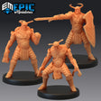 Helmed Barbarian Miniature | Set of 3 - Tabletop RPG & D&D miniature. Perfect for wargaming & collectors