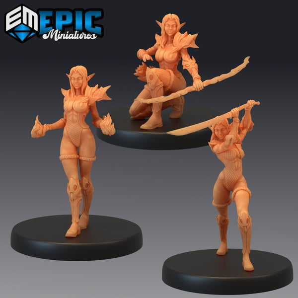 wood elf warlock Set | Set of 3 - Tabletop RPG & D&D miniature. Perfect for wargaming & collectors