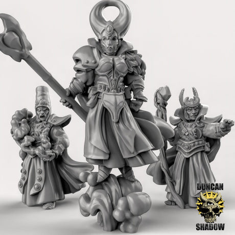 High Elf Spellcaster Miniature | Set of 3 - Tabletop RPG & D&D miniature. Perfect for wargaming & collectors