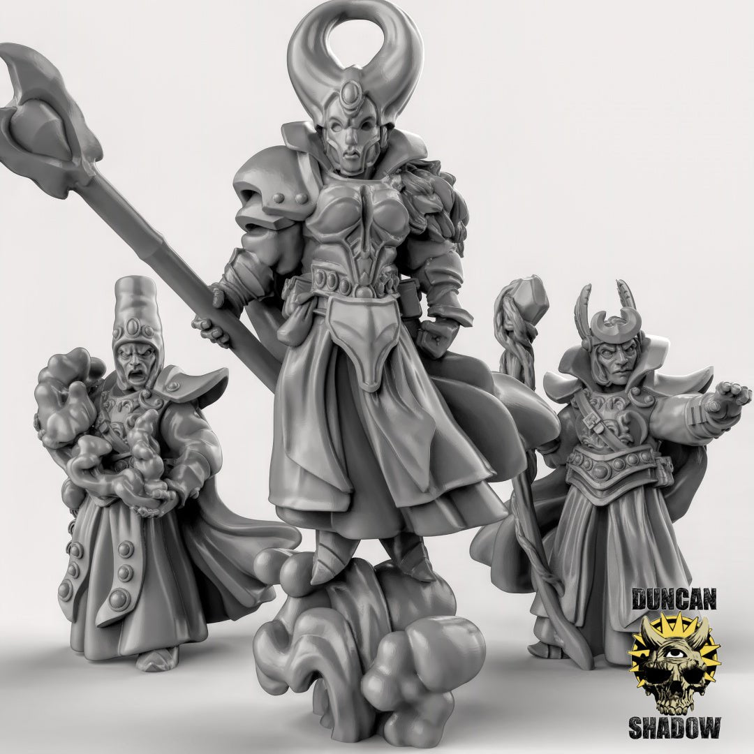 High Elf Spellcaster Miniature | Set of 3 - Tabletop RPG & D&D miniature. Perfect for wargaming & collectors