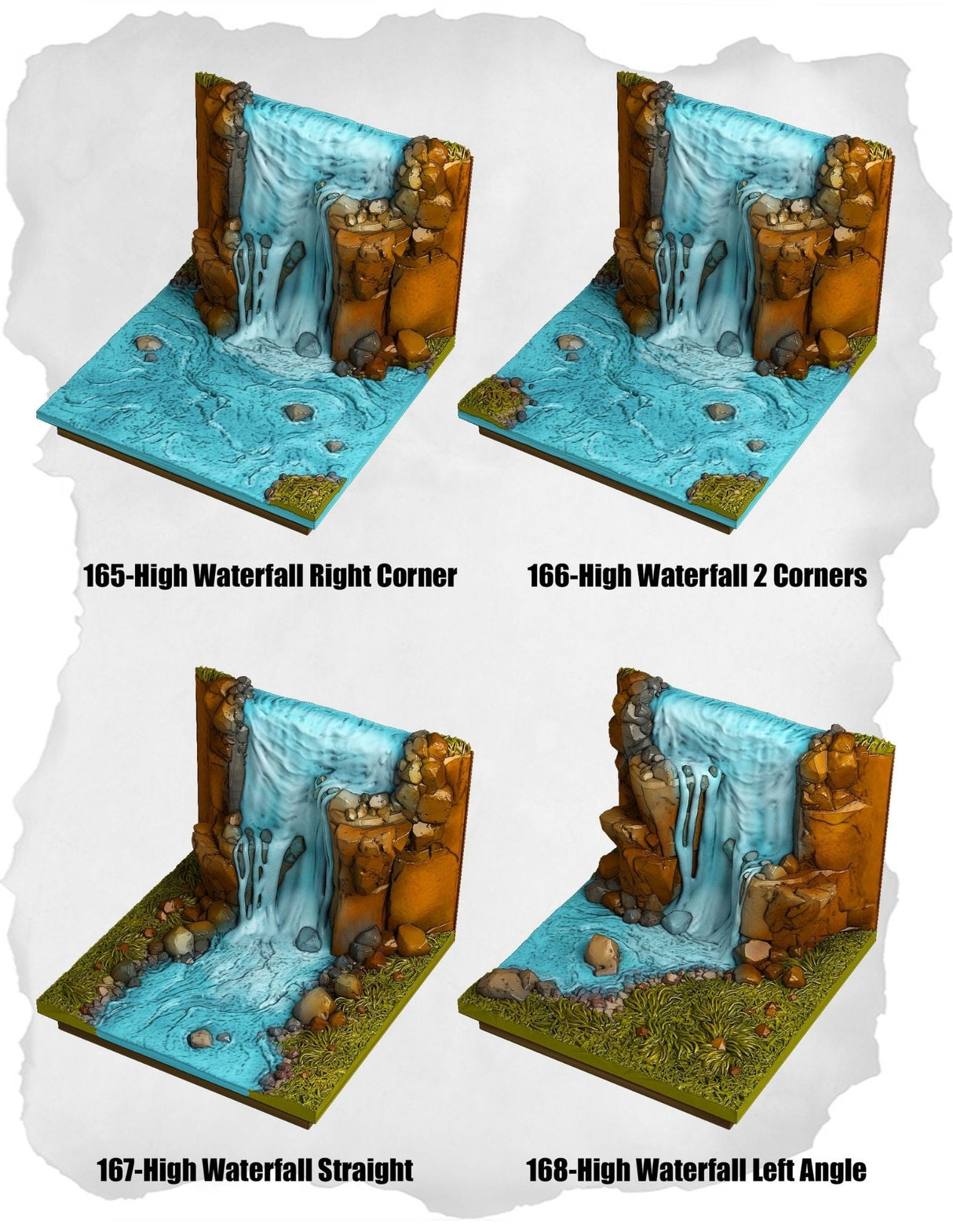 Highland Tiles Ã…â€œ High Waterfall Angles & End Pack (MH 169 to MH 172) | Set of 4 - Tabletop RPG & D&D miniature. Perfect for wargaming & collectors