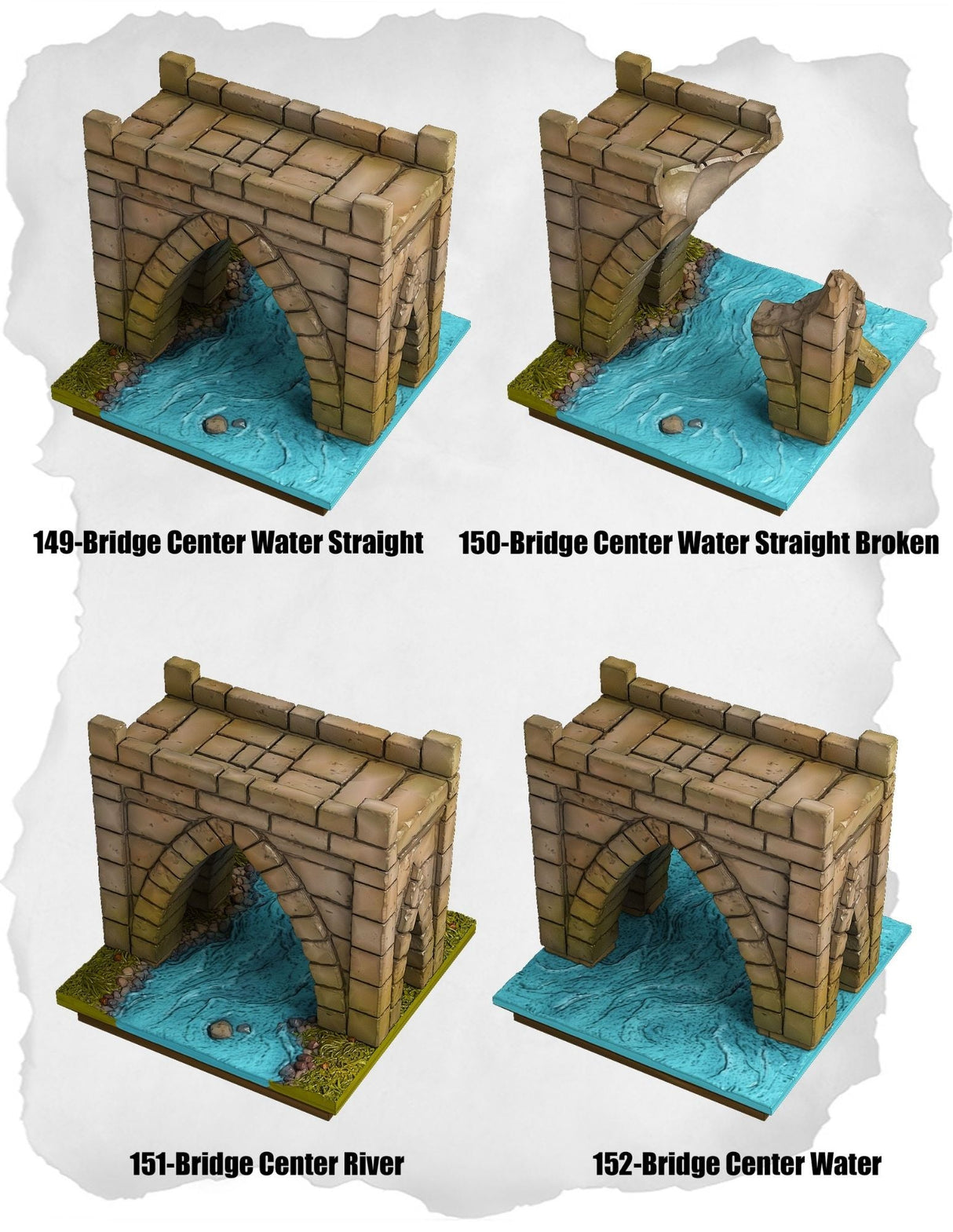 Highland Tiles Bridge Center & Water Pack (MH 149 to MH 152) | Random Selection (20 Models) - Tabletop RPG & D&D miniature. Perfect for wargaming & collectors