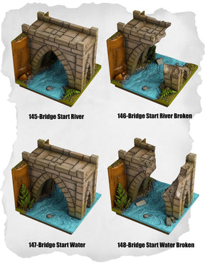 Highland Tiles Bridge Start River Pack (MH 145 to MH 148) | Set of 4 - Tabletop RPG & D&D miniature. Perfect for wargaming & collectors