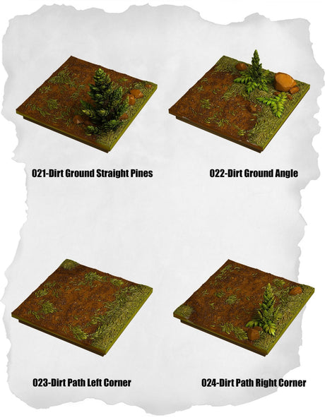 Highland Tiles Dirt Ground & Path Pack (MH 021 to MH 024) | Set of 4 - Tabletop RPG & D&D miniature. Perfect for wargaming & collectors