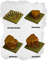 Highland Tiles Dragon Tail & Rock Pack (MH 037 to MH 040) | Set of 4 - Tabletop RPG & D&D miniature. Perfect for wargaming & collectors