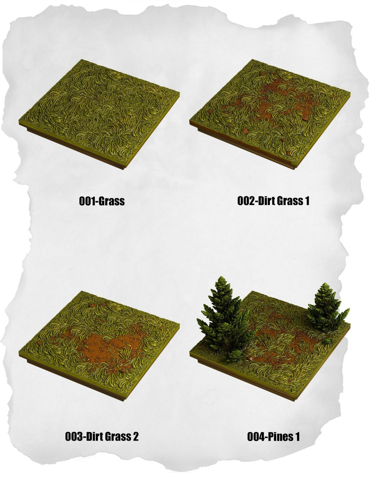 Highland Tiles Ground & Pines Pack (MH 001 to MH 004) | Set of 4 - Tabletop RPG & D&D miniature. Perfect for wargaming & collectors