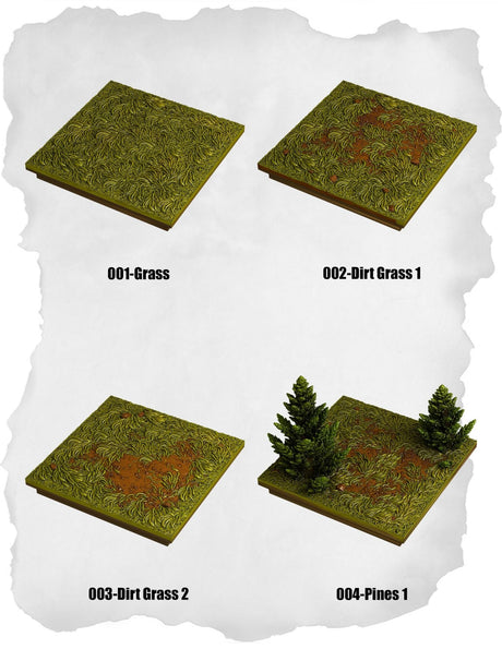 Highland Tiles Ground & Pines Pack (MH 001 to MH 004) | Set of 4 - Tabletop RPG & D&D miniature. Perfect for wargaming & collectors