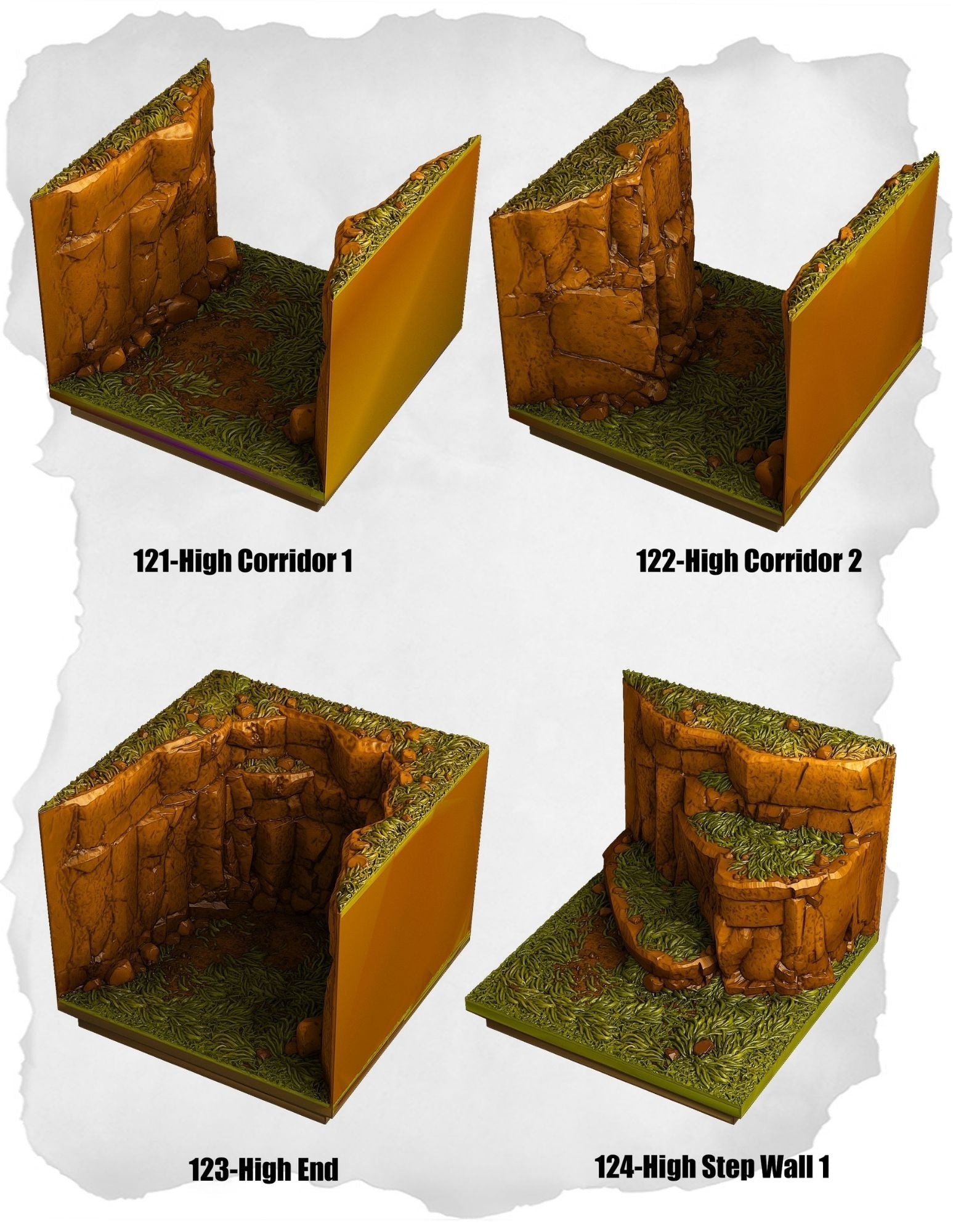 Highland Tiles High Corridor & End Pack (MH 121 to MH 124) - Set of 4 - 