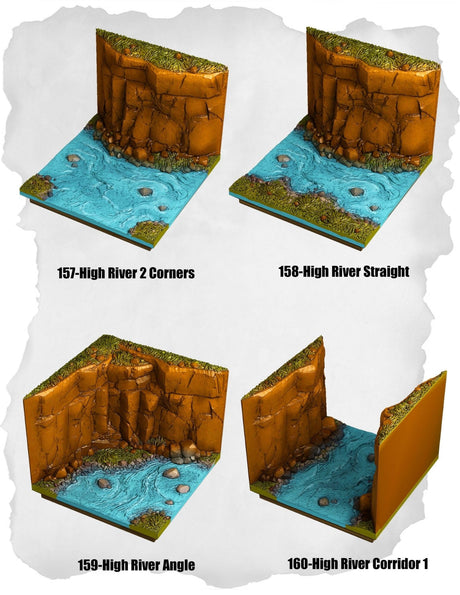 Highland Tiles High River Pack (MH 157 to MH 160) | Set of 4 - Tabletop RPG & D&D miniature. Perfect for wargaming & collectors