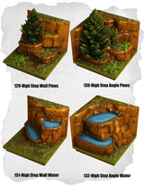 Highland Tiles High Step Pines & Water Pack (MH 129 to MH 132) | Set of 4 - Tabletop RPG & D&D miniature. Perfect for wargaming & collectors