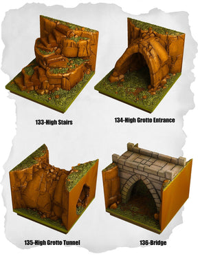 Highland Tiles High Steps & Grotto Pack (MH 133 to MH 136) | Set of 4 - Tabletop RPG & D&D miniature. Perfect for wargaming & collectors