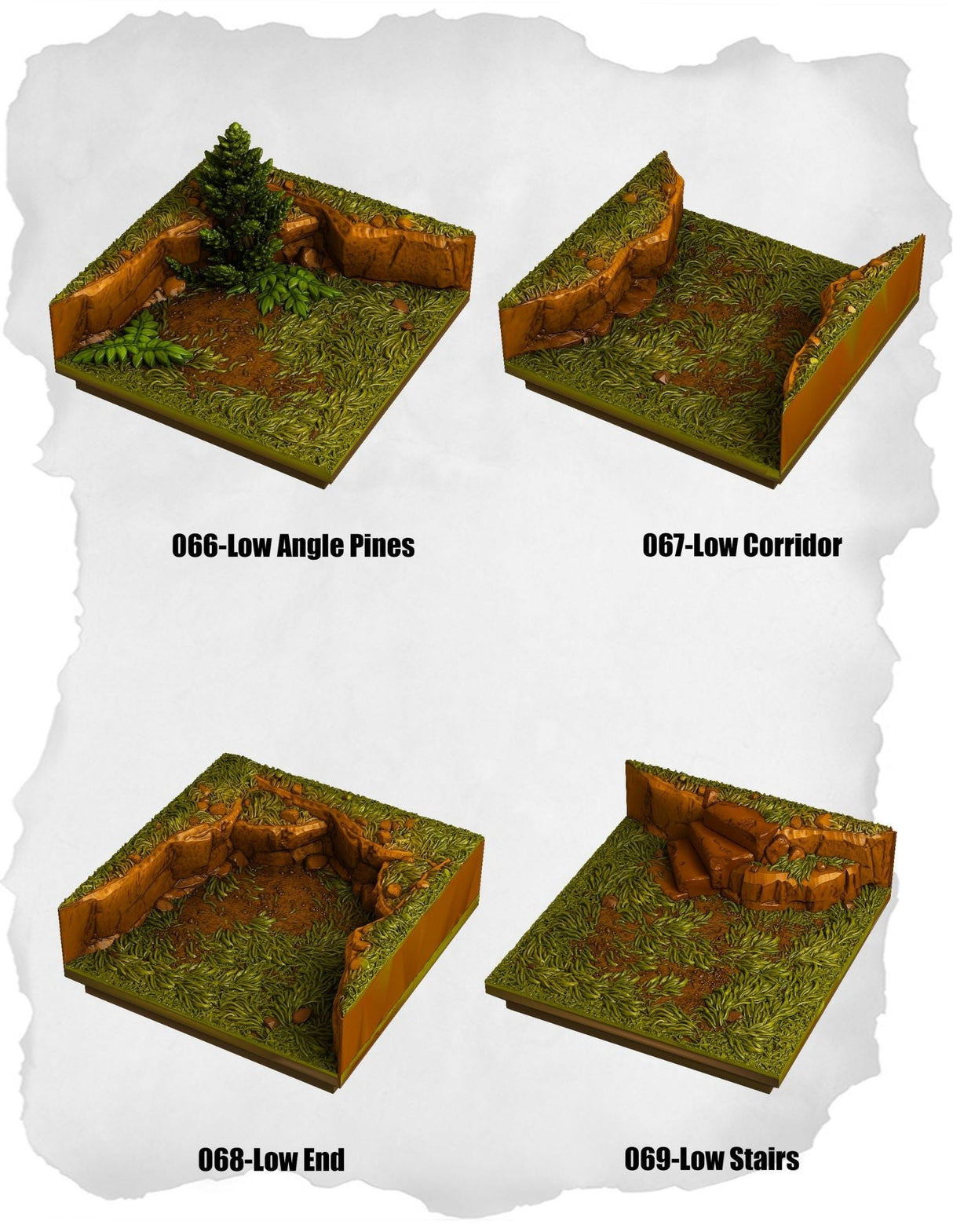 Highland Tiles Low Angle Pack (MH 066 to MH 069) | Set of 4 - Tabletop RPG & D&D miniature. Perfect for wargaming & collectors
