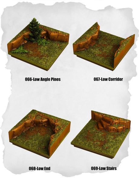 Highland Tiles Low Angle Pack (MH 066 to MH 069) | Set of 4 - Tabletop RPG & D&D miniature. Perfect for wargaming & collectors