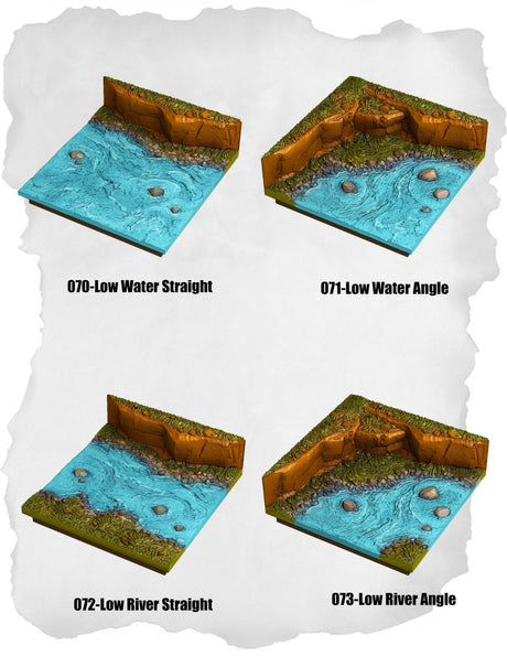 Highland Tiles Low River Corner Pack (MH 074 to MH 077) | Set of 4 - Tabletop RPG & D&D miniature. Perfect for wargaming & collectors
