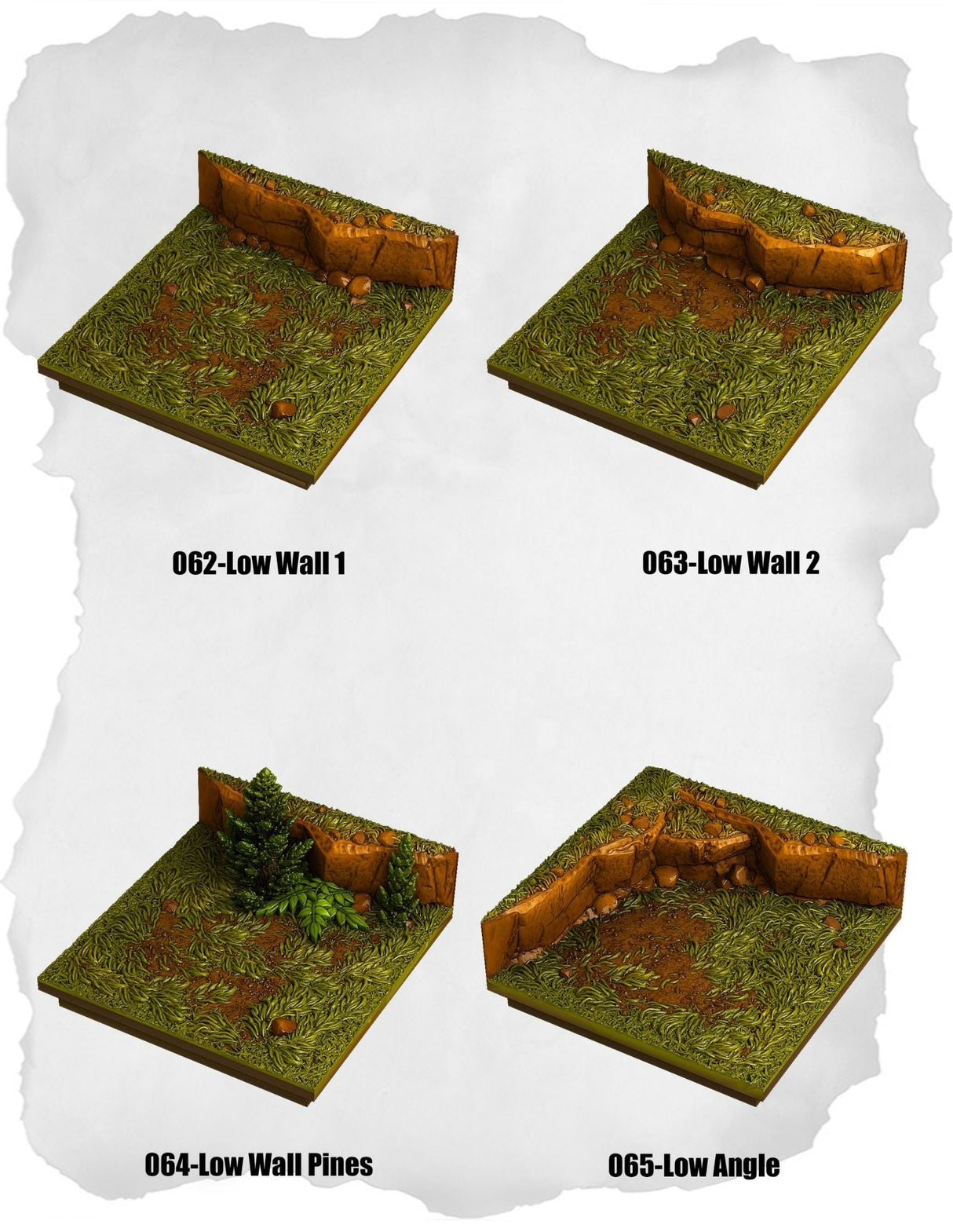 Highland Tiles Low Wall Pack (MH 062 to MH 065) | Set of 4 - Tabletop RPG & D&D miniature. Perfect for wargaming & collectors