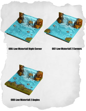 Highland Tiles Low Waterfall Pack (MH 086 to MH 088) | Set of 3 - Tabletop RPG & D&D miniature. Perfect for wargaming & collectors