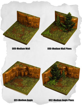 Highland Tiles Medium Wall Pack (MH 089 to MH 092) | Set of 4 - Tabletop RPG & D&D miniature. Perfect for wargaming & collectors