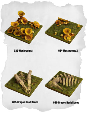 Highland Tiles Mushrooms & Dragon Bones Pack (MH 033 to MH 036) | Set of 4 - Tabletop RPG & D&D miniature. Perfect for wargaming & collectors