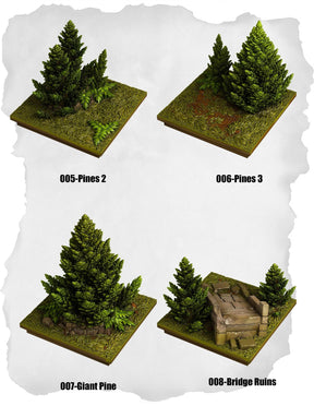 Highland Tiles Pines & Ruins Pack (MH 005 to MH 008) | Set of 4 - Tabletop RPG & D&D miniature. Perfect for wargaming & collectors
