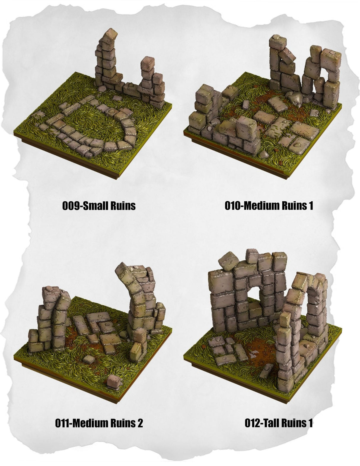 Highland Tiles Ruins Pack (MH 009 to MH 012) | Set of 4 - Tabletop RPG & D&D miniature. Perfect for wargaming & collectors