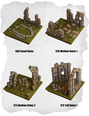 Highland Tiles Ruins Pack (MH 009 to MH 012) | Set of 4 - Tabletop RPG & D&D miniature. Perfect for wargaming & collectors