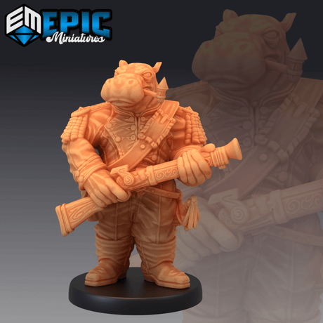 Hippo Folk Miniature | C - Tabletop RPG & D&D miniature. Perfect for wargaming & collectors