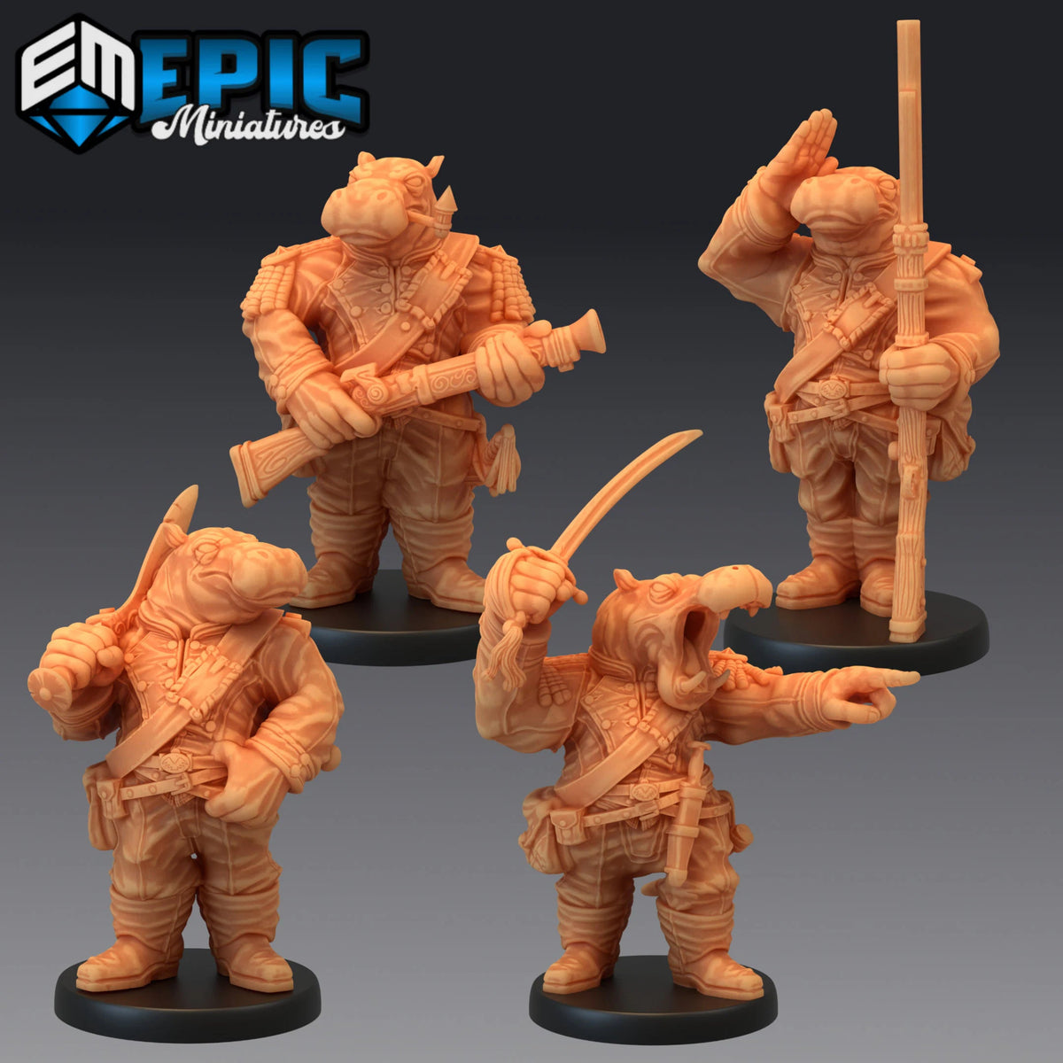 Hippo Folk Miniature | Animalfolk Warrior for D&D & Pathfinder ...