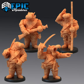 Hippo Folk Miniature | Set of 4 - Tabletop RPG & D&D miniature. Perfect for wargaming & collectors