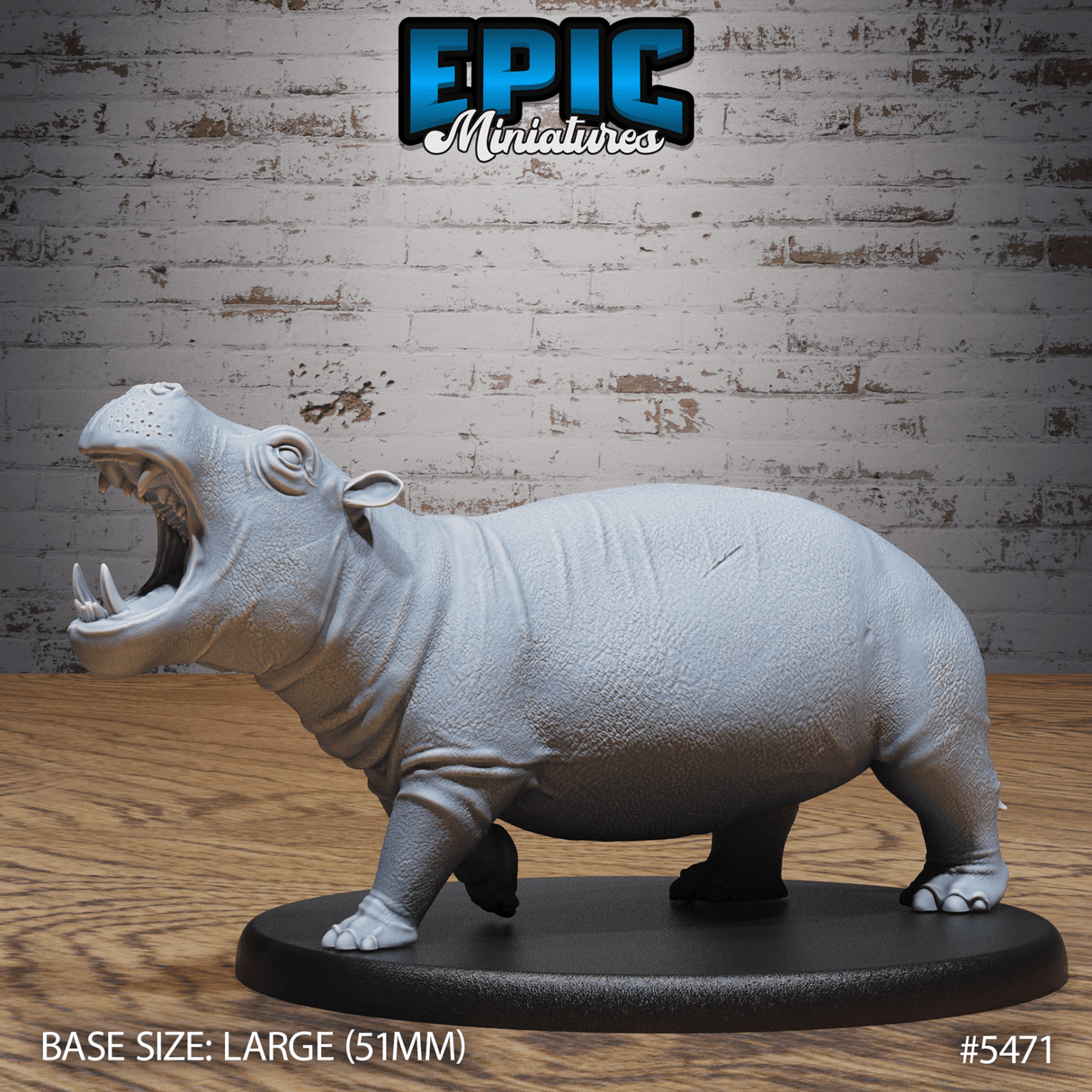 Hippo Miniature | B - Tabletop RPG & D&D miniature. Perfect for wargaming & collectors
