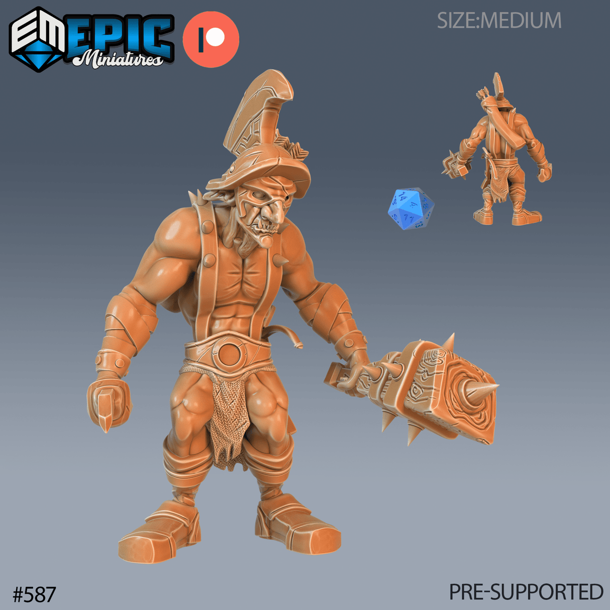 Hobgoblin Gladiator Miniature | A - Tabletop RPG & D&D miniature. Perfect for wargaming & collectors