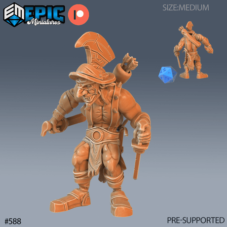 Hobgoblin Gladiator Miniature | B - Tabletop RPG & D&D miniature. Perfect for wargaming & collectors