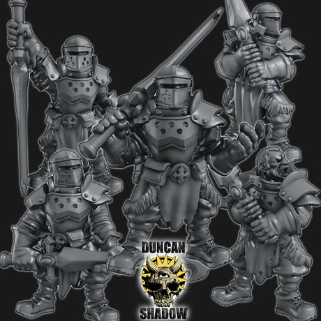 Holy Warriors with Great Swords Miniature | Set of 5 - Tabletop RPG & D&D miniature. Perfect for wargaming & collectors