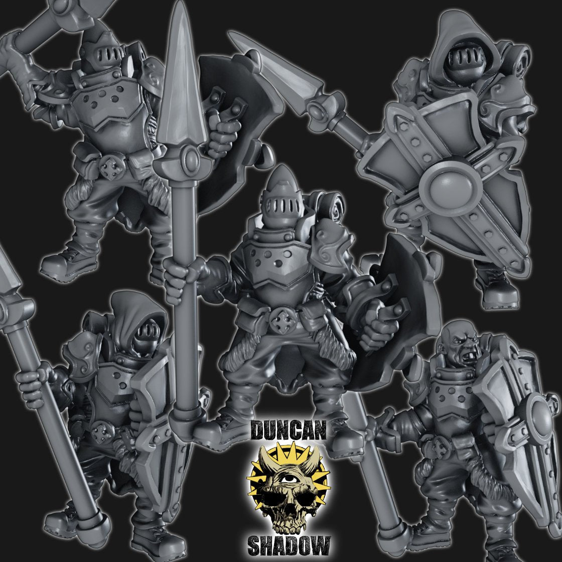 Holy Warriors with Spears Miniature | Set of 5 - Tabletop RPG & D&D miniature. Perfect for wargaming & collectors